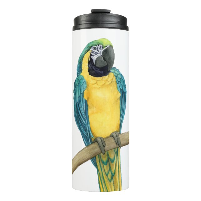 Teal Macaw Thermal Tumbler (Front)