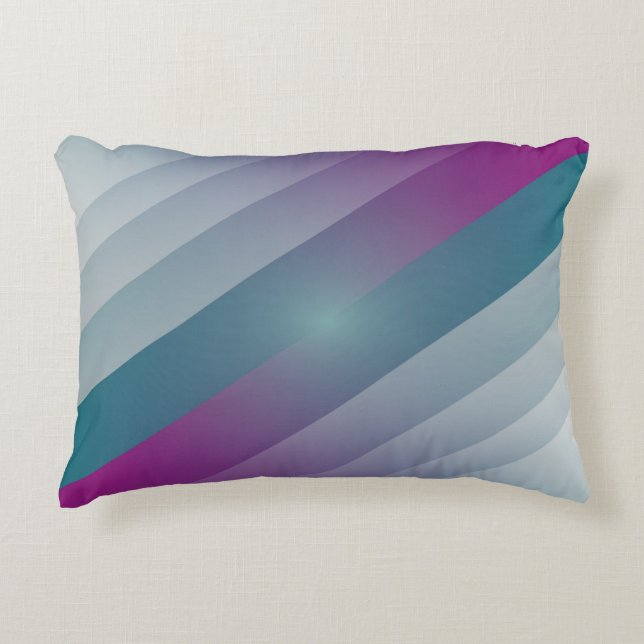 Teal magenta grey triangles accent pillow (Front)