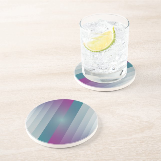 Teal magenta grey triangles coaster (Side)