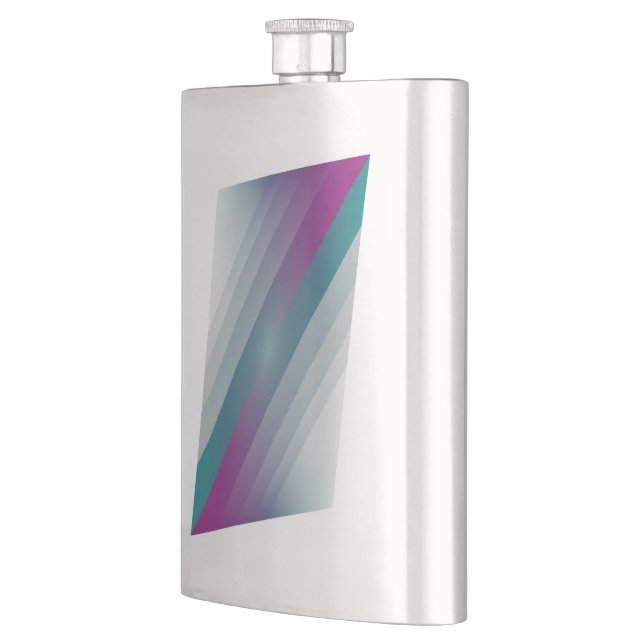 Teal magenta grey triangles hip flask (Left)