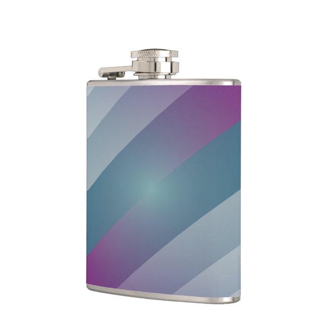 Teal magenta grey triangles hip flask (Left)