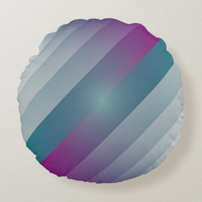 Teal magenta grey triangles round pillow (Front)