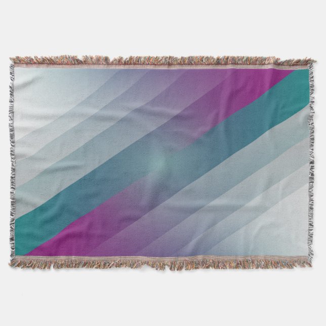 Teal magenta grey triangles throw blanket (Front)