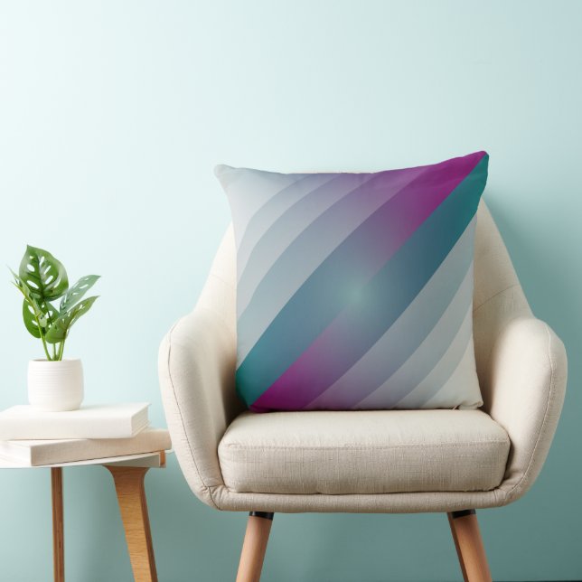 Teal magenta grey triangles throw pillow (Chair)
