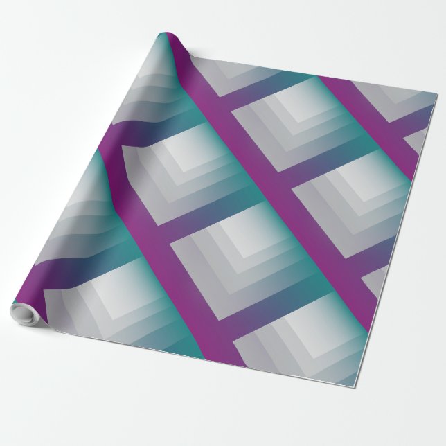 Teal magenta grey wrapping paper (Unrolled)