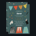 Teal Magic Show Bar Bat Mitzvah Invitation<br><div class="desc">Delight your guests with a show-stopping Magic Show theme. This playful design features hand-drawn illustrations full of fun and eye-catching magic atop a beautiful teal background! Customize with your own party details and round out the party with the full Magic Show party supply suite.</div>