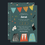 Teal Magic Show Bar Bat Mitzvah Invitation<br><div class="desc">Delight your guests with a show-stopping Magic Show theme. This playful design features hand-drawn illustrations full of fun and eye-catching magic atop a beautiful teal background! Customize with your own party details and round out the party with the full Magic Show party supply suite.</div>