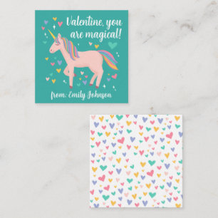 Teal Magical Unicorn Kids Classroom Valentine Card