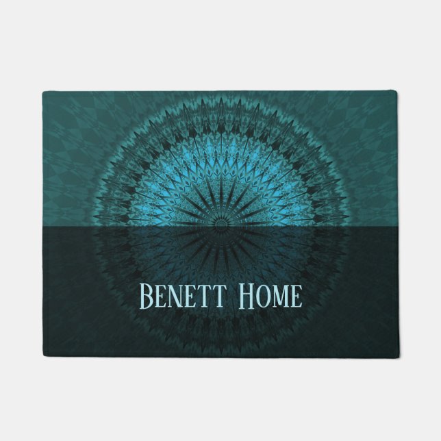 Teal Mandala Doormat (Front)