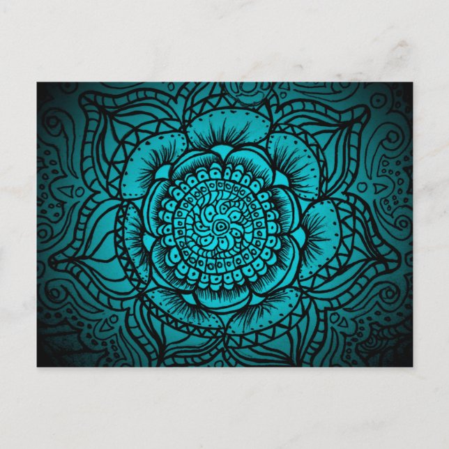 Teal Mandala Postcard (Front)