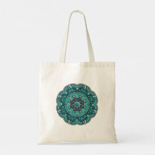Teal Mandala Tote Bag - Boho Canvas ShoppiTote Bag