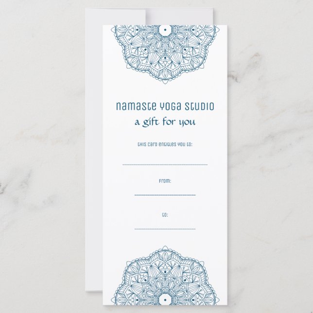 Teal Mandala Yoga Henna Artist Reiki Spa Gift Cert (Front)