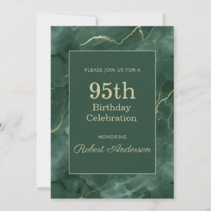 Teal Marble 95th Birthday Invitation