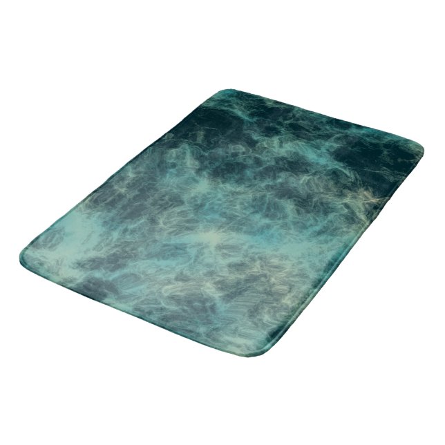 Teal Marble Abstract Bath Mat (Angled)