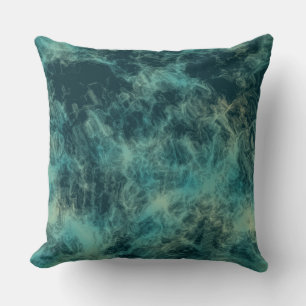 Teal Marble Abstract Throw Pillow