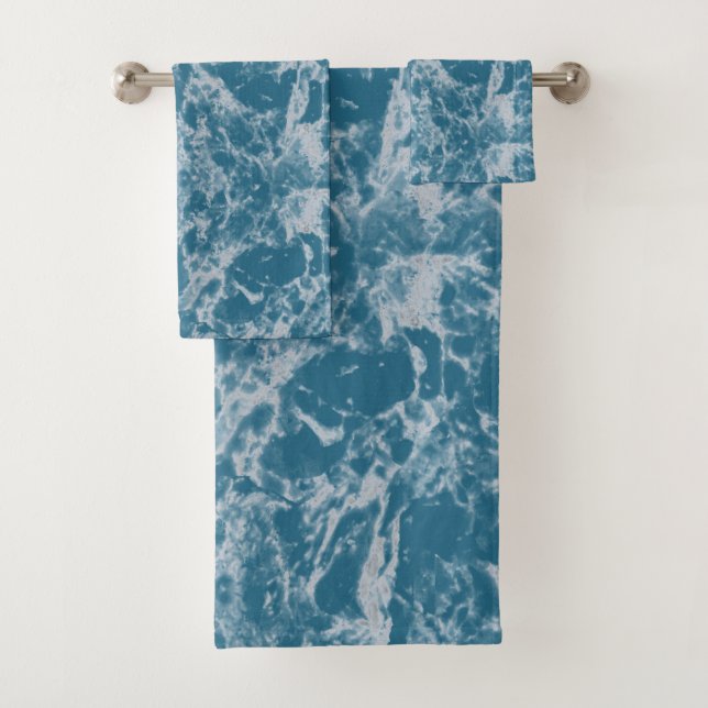 Teal Marble Bath Towel Set (Insitu)
