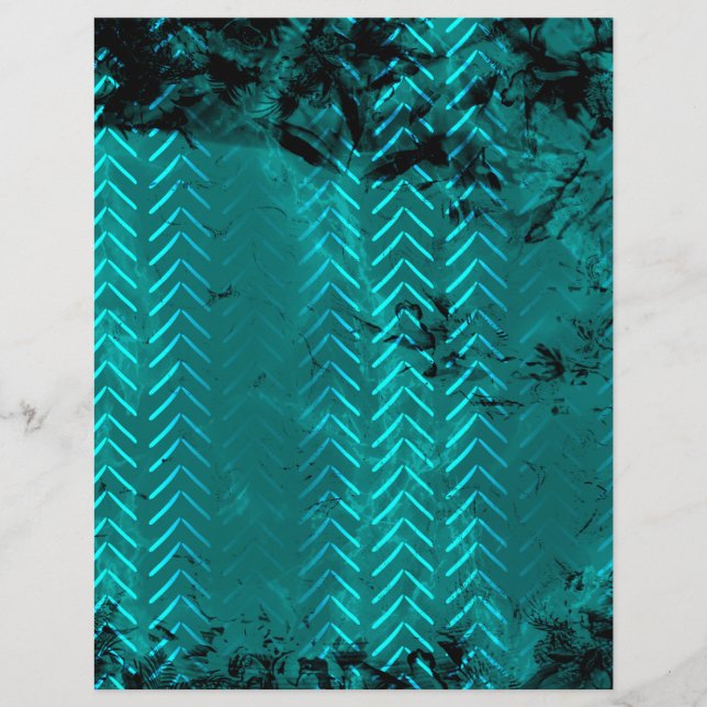Teal Marble Chevron Scrapbook Paper (Front)
