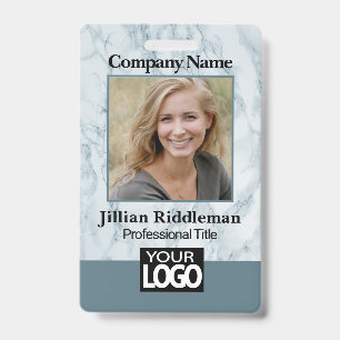 Teal Marble Photo and Logo Badge