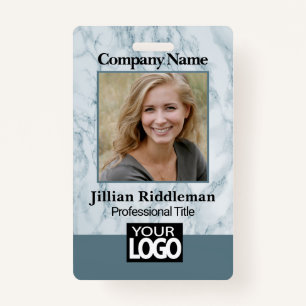 Teal Marble Photo and Logo Badge