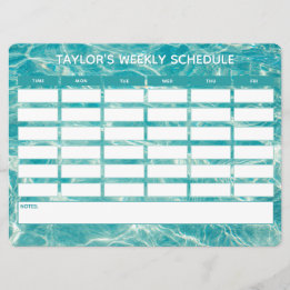 Teal Marble Weekly School Schedule 