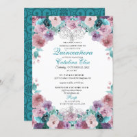 Teal & Mauve Sunset Quinceanera Birthday