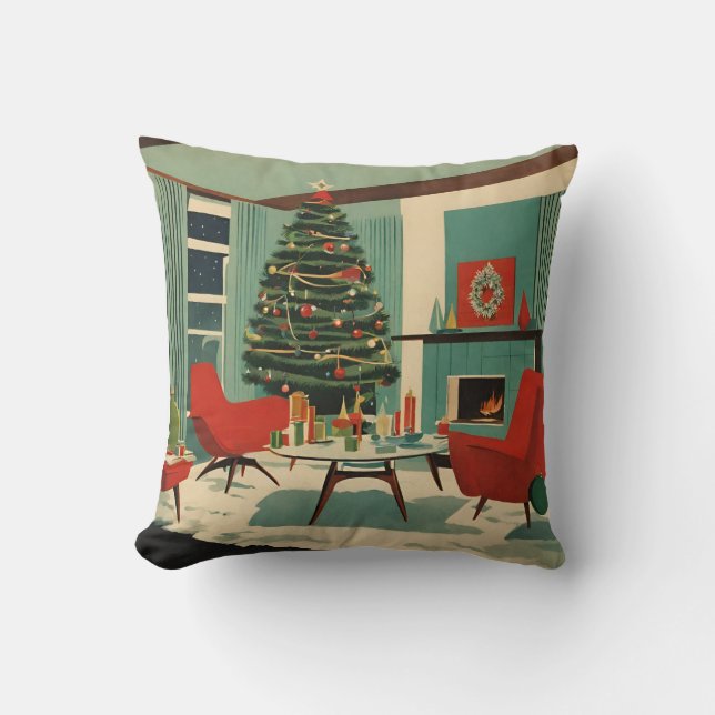 Teal MCM Holiday #119 Throw Pillow (Front)
