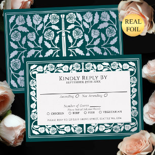 Teal Medieval Silver Sword Royal Wedding RSVP