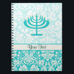 Teal Menorah Notebook<br><div class="desc">You will love this cute teal damask Jewish Hanukkah Menorah design. Great for gifts! Available on tee shirts, smart phone cases, mousepads, keychains, posters, cards, electronic covers, computer laptop / notebook sleeves, caps, mugs, and more! Visit our site for a custom gift case for Samsung Galaxy S3, iphone 5, HTC...</div>