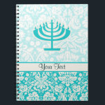 Teal Menorah Notebook<br><div class="desc">You will love this cute teal damask Jewish Hanukkah Menorah design. Great for gifts! Available on tee shirts, smart phone cases, mousepads, keychains, posters, cards, electronic covers, computer laptop / notebook sleeves, caps, mugs, and more! Visit our site for a custom gift case for Samsung Galaxy S3, iphone 5, HTC...</div>