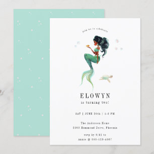 Teal Mermaid Birthday Party Invitation