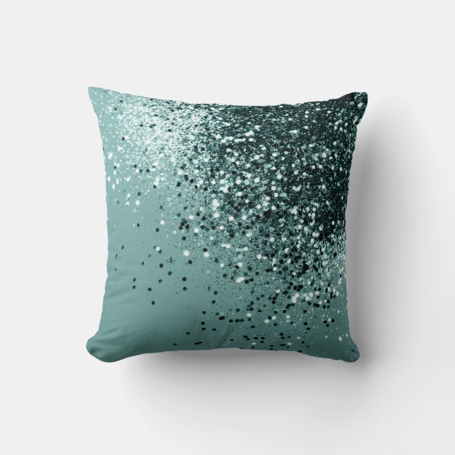 Teal Mermaid Ocean Glitter #1 #shiny #decor Throw Pillow (Front)