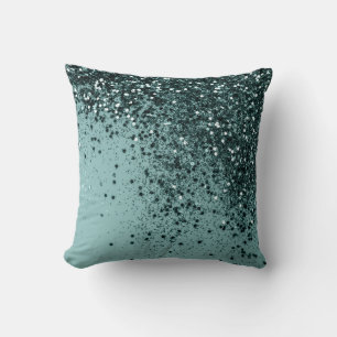 Teal Mermaid Ocean Glitter #4 (Faux Glitter) #art  Throw Pillow