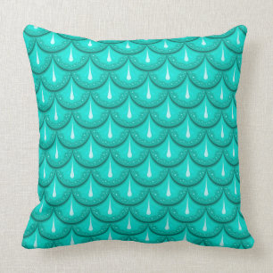 Teal Mermaid Scale Pillow