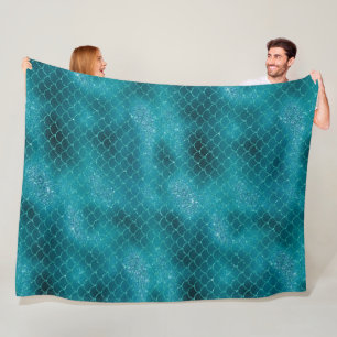 Teal Mermaid Sparkle Fleece Blanket