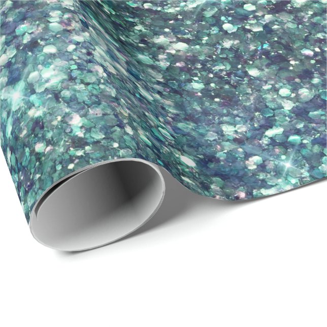 Teal Mermaid Sparkle Wrapping Paper (Roll Corner)