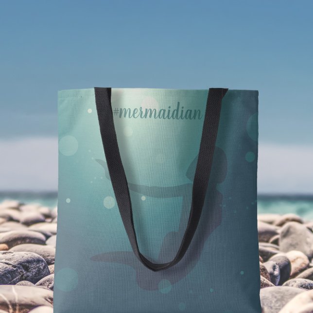 Teal Mermaid Tote Bag (Add your name to this teal mermaid tote bag and off to the beach you go)