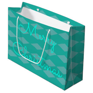 Teal Merry Christmas  Large Tote Gift Bag