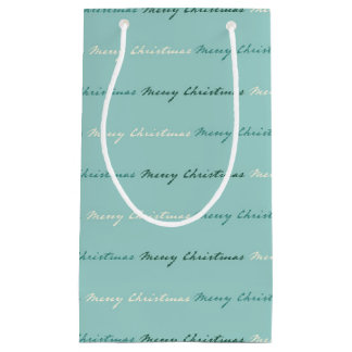 Teal Merry Christmas Small Gift Bag