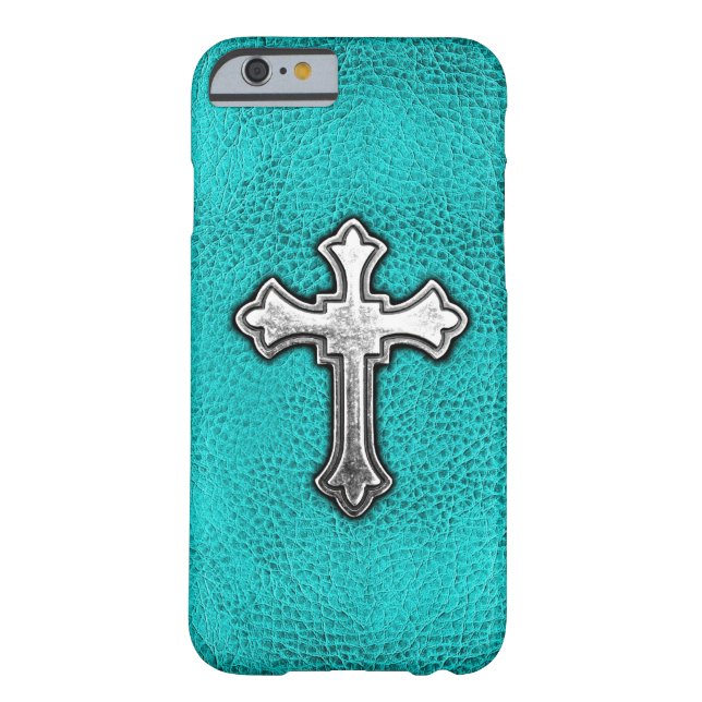 Teal Metal Cross Case-Mate iPhone Case (Back)