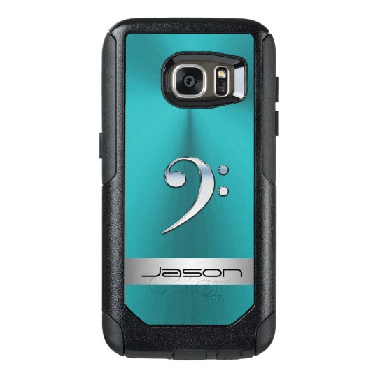 Teal Metal With SIlver Music Bass Clef Galaxy Case