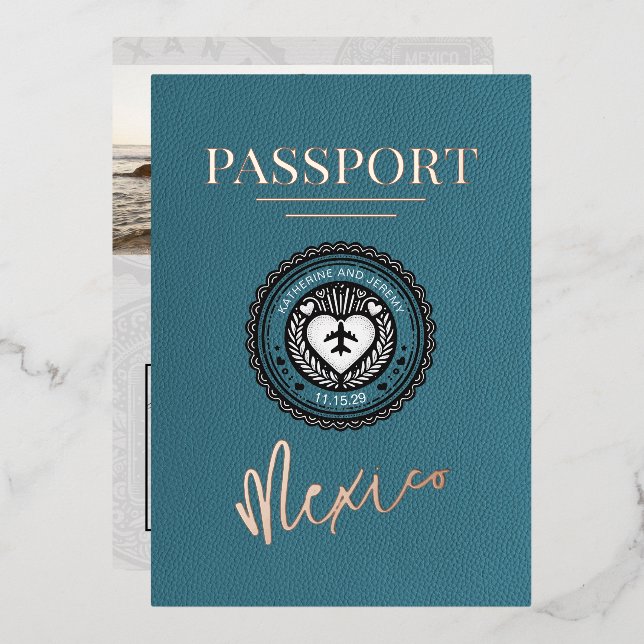 Teal Mexico Passport Wedding (Front/Back)