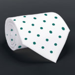 Teal Mini Polka Dot Pattern on White Tie<br><div class="desc">Stylish teal mini polka dots form a classic geometric pattern on a white background.

To see the design on other items,  click the "Rocklawn Arts" link.

Digitally created image.
Copyright ©Claire E. Skinner. All rights reserved.</div>