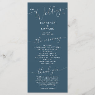 Teal Minimal Wedding Ceremony Program