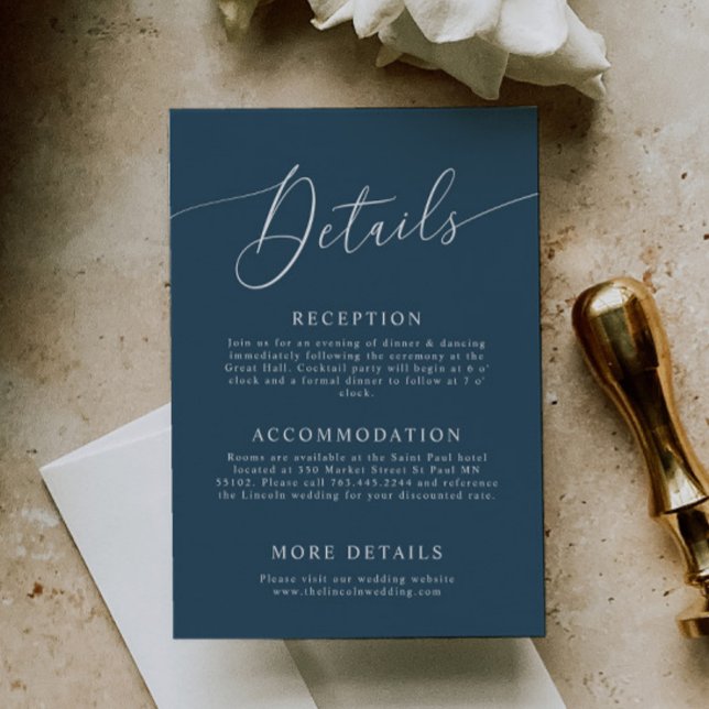 Teal Minimal Wedding Details  Enclosure Card (Creator Uploaded)