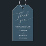 Teal Minimal Wedding Thank You  Gift Tags<br><div class="desc">Minimal and simple wedding favour tag featuring modern script text that says "thank you" at the top on a teal background.</div>