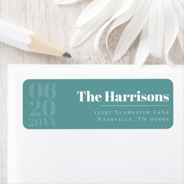 Teal Minimalist Bold Type Wedding Address (Insitu)