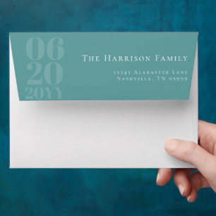 Teal Minimalist Bold Type Wedding Envelope