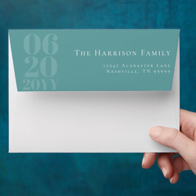 Teal Minimalist Bold Type Wedding Envelope (Hand)