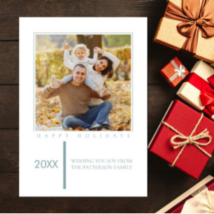 Teal Minimalist Chic Holiday Photo Card