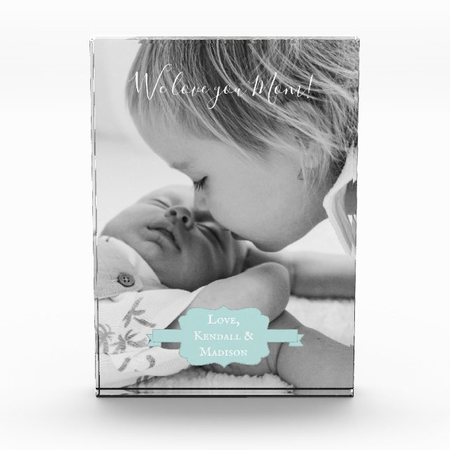 Teal Minimalist Mother's Day Photo Block (Front)
